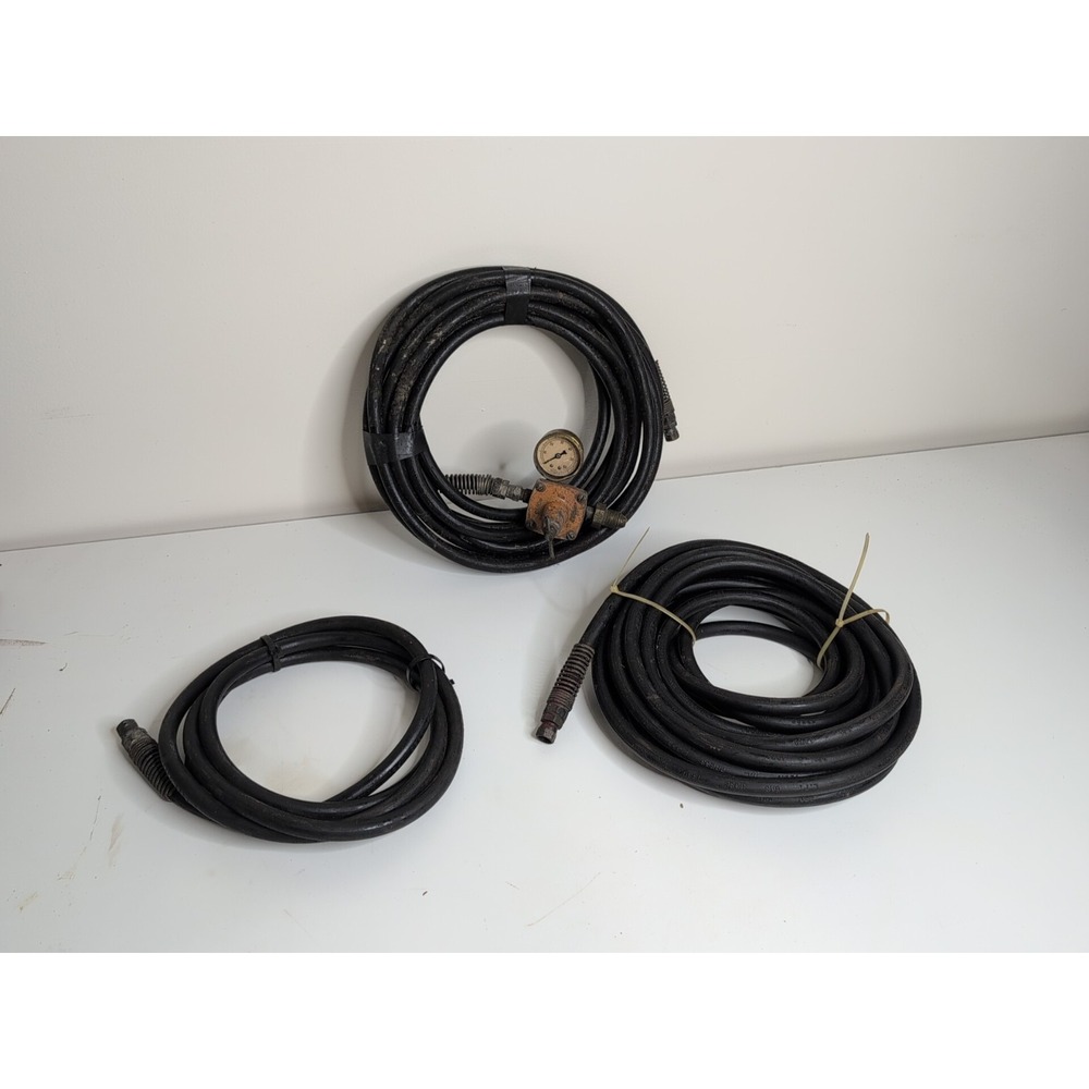 Lot Of 3 Vintage Gas Hoses Laboratories 4531 1395 + Rego 567c Valve Gauge